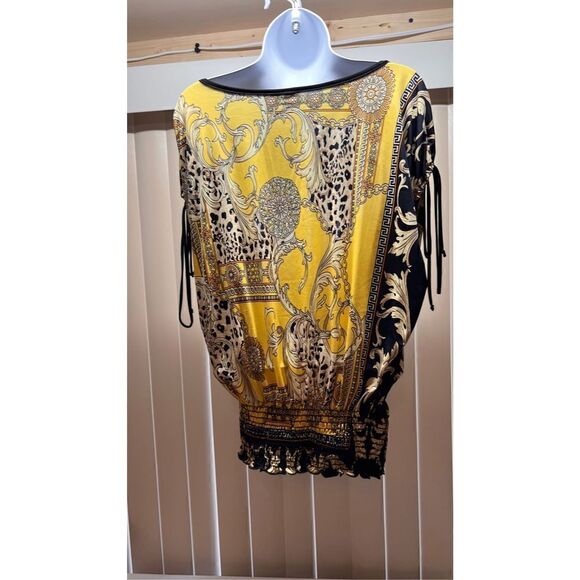 BODY CENTRAL YELLOW PAISLEY BLOUSE SIZE S - Picture 4 of 9